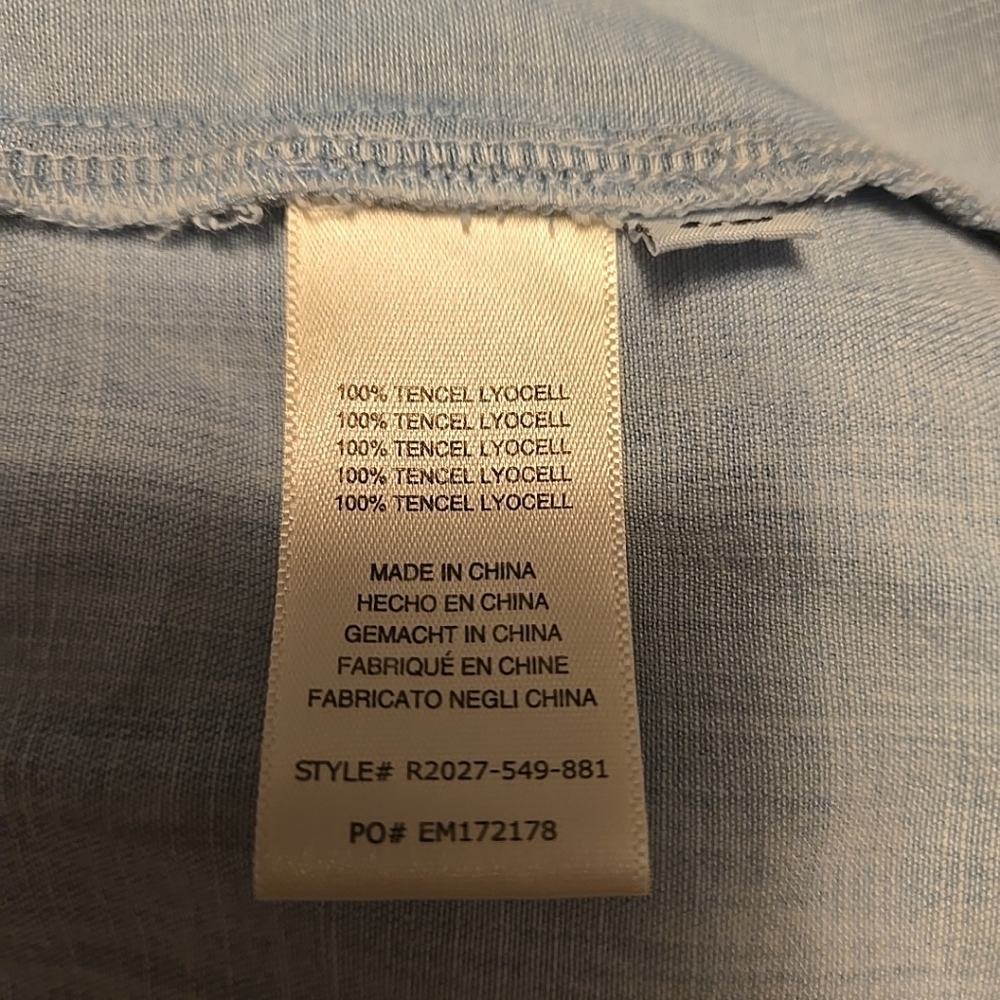 Cloth & Stone Anthropologie Denim Button Up Shirt Two Tone Blue White XL NWT - Picture 6 of 6